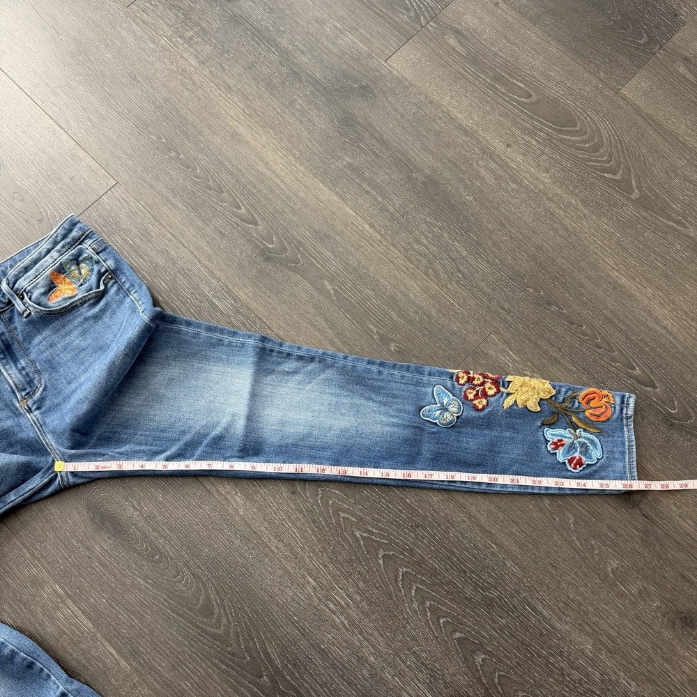 Driftwood Jean Women 26 Embroidered Ankle Boho Floral Jackie High Rise Coquette - Picture 9 of 13